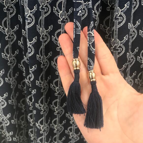 Charter Club Petite Textured Anchor-Print Tassel Tank Top Split Neck Small - Picture 3 of 4